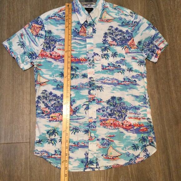 J. Crew Factory Hawaiian Aloha Button Down Shirt Slim Medium - Picture 6 of 7